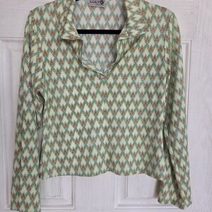 Luly K Women's Green Chevron Blouse